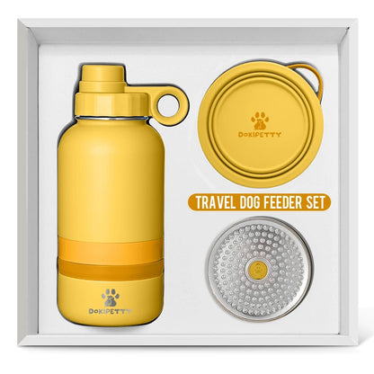 Free Sample Custom Logo 3 in 1 Portable Stainless Steel Pet Feeder Bowl Travel Dog Doggie Water Bottles Products