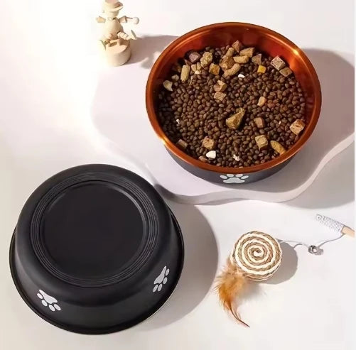Premium Stainless Steel Insulated Dog and Cat Bowl - Portable, Non-Slip, Waterproof & Easy to Clean for Indoor and Outdoor Use